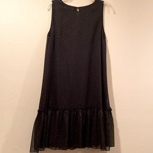 Women’s Medium Tommy Hilfiger Black Organza-Like Dress with Gold Spots